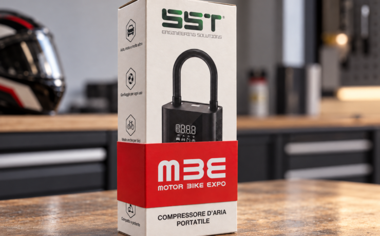 Compressore d'aria portatile per moto